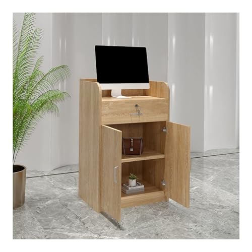 Abschließbarer Empfangstheke mit Schubladen – Willkommens-Schreibtisch für Salon, Büro und Empfangsraum – Eichen-Finish (L60 cm) von Generisch