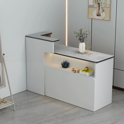 Abschließbarer Empfangstisch mit Schubladen, kleiner Bürotisch, multifunktionaler Stehpult, Einzelhandel, 79,8 x 49,8 x 99,8 cm, für Business und Heimbüro, Grau von Generisch
