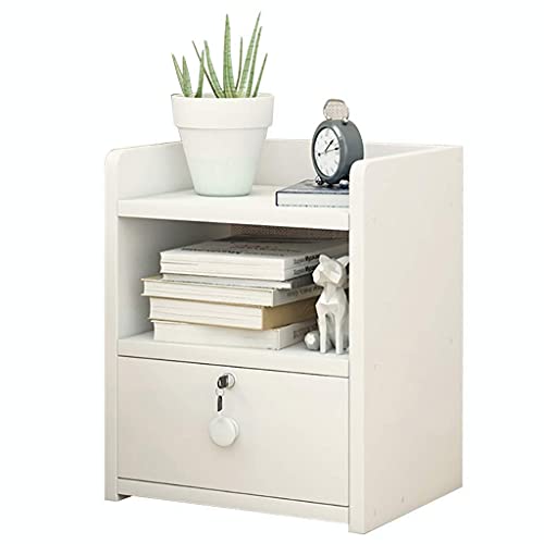 Abschließbarer Nachttisch mit großer Arbeitsplatte, 1 Schublade, einfach zu installieren, Nachttisch, modernes Design, L 33 x B 26 x H 40 cm (Farbe: B) von Generisch