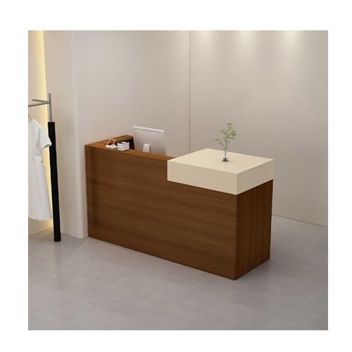 Abschließbarer Rezeptionstisch aus Holz mit Schubladen, stilvolle Theke für Büro, Klinik und Salon-Lobby von Generisch