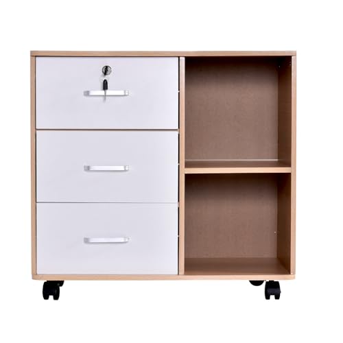 Abschließbarer Rollcontainer | Rollcontainer mit 3 Schubladen und 2 offenen Fächern-Rollcontainer Schreibtisch kann 40 kg tragen,Büroschrank für Home Offices,Druckerständer,Originalholzfarbe Abschließbarer Rollcontainer | Rollcontainer mit 3 Schubladen und 2 offenen Fächern-Rollcontainer Schreibtisch kann 40 kg tragen,Büroschrank für Home Offices,Druckerständer,Originalholzfarbe von Generisch