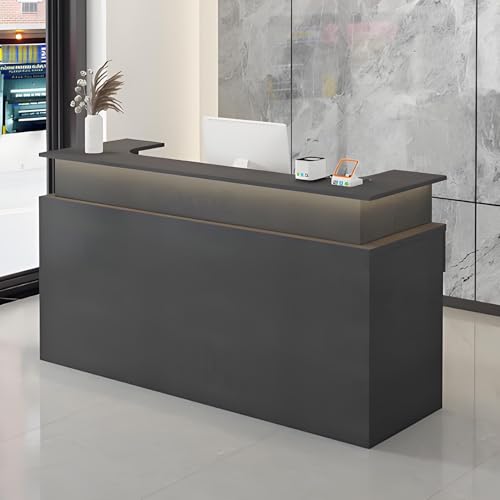 Abschließbarer Schreibtisch mit versteckter LED-Beleuchtung – kleiner Empfangstheke für Bekleidungsgeschäft, Computer-Einzelhandel, grau, 120 cm, modernes Design, stilvolle Theke Abschließbarer Schreibtisch mit versteckter LED-Beleuchtung – kleiner Empfangstheke für Bekleidungsgeschäft, Computer-Einzelhandel, grau, 120 cm, modernes Design, stilvolle Theke von Generisch