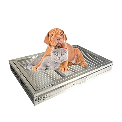 Abschließbarer Töpfchentrainer für Hunde – Edelstahl-Toilettenpad-Halter, einfache Reinigung und Bodenschutz für den Innen- und Außenbereich, Hauseinbruch-Tablett (48 x 33 x 7,5 cm, 304 SUS) von Generisch