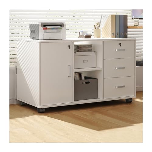 Abschließbarer mobiler Aktenschrank mit 3 Schubladen, Büroaufbewahrung mit 2 Fächern, Sideboard aus Holz für Akten und Zubehör, unter dem Schreibtisch, modernes weißes Design Abschließbarer mobiler Aktenschrank mit 3 Schubladen, Büroaufbewahrung mit 2 Fächern, Sideboard aus Holz für Akten und Zubehör, unter dem Schreibtisch, modernes weißes Design von Generisch