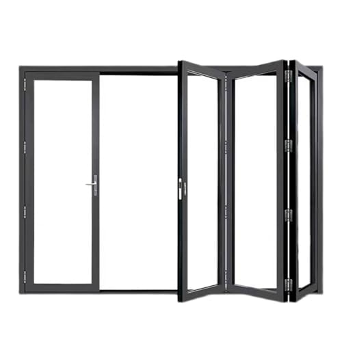 Abschließbares Aluminium-Faltschiebefenster – einziehbares Raumteiler-Tor für Fast-Food-Restaurants, Heimbüros, Garagen und Wohnungen (100 x 170 cm) – mobile Konzessions-Serviertür von Generisch