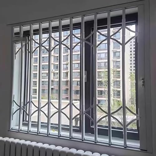 Abschließbares Metall-Sicherheitsgitter für Schuppen und Scheune, faltbare Fenstersicherungsstangen, graues Fenster, Barrikaden-Set, idealer Einbruchschutz für Dachboden/Schuppen (91 x 91 cm) von Generisch