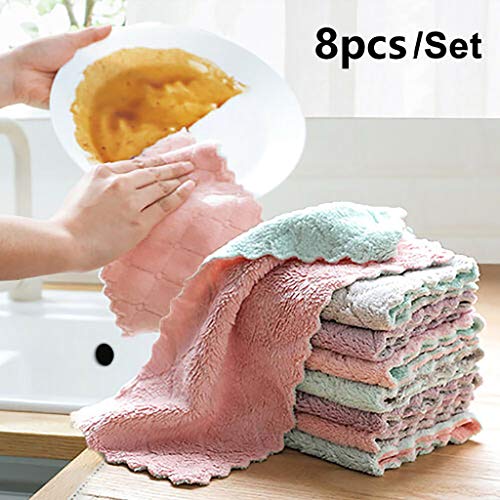 Absorbierendes Wischtuch für Waschbecken, Geschirrtuch, Wischlappen, Korallen, Küchentuch, 8 Stück, Reinigungsmittel Spültücher Waffel (Multicolor, One Size) von Generisch