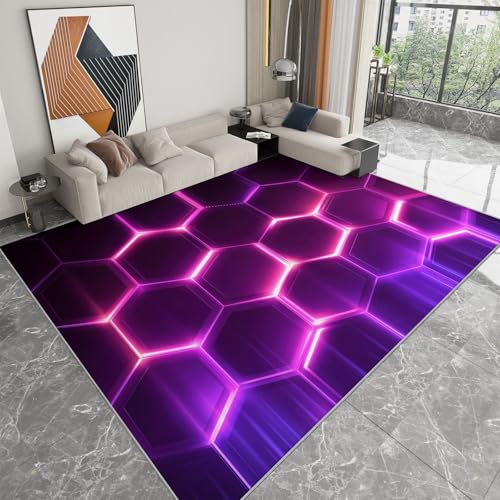 Abstrakt Neon Hexagon Teppich Wohnzimmer 180 x 240 cm Supersoft Kurzflor Teppich Schlafzimmer, Waschbar Anti-Rutsch fussmatte für Jugendzimmer Badezimmer, Rosa Abstrakt Neon Hexagon Teppich Wohnzimmer 180 x 240 cm Supersoft Kurzflor Teppich Schlafzimmer, Waschbar Anti-Rutsch fussmatte für Jugendzimmer Badezimmer, Rosa von Generisch