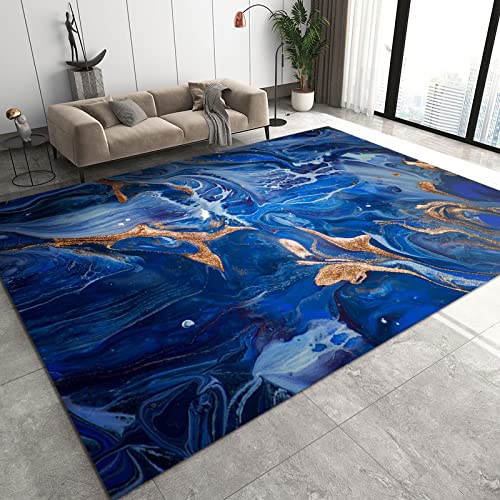 Abstrakter 3D-Marmor-Teppich – weicher Plüsch-Teppich in Blau und Gold, Ozean, Ölgemälde, Teppichmatte, flauschiges Design für Zuhause, Büro, haustierfreundlich, Bauernhaus, 160 x 220 cm Abstrakter 3D-Marmor-Teppich – weicher Plüsch-Teppich in Blau und Gold, Ozean, Ölgemälde, Teppichmatte, flauschiges Design für Zuhause, Büro, haustierfreundlich, Bauernhaus, 160 x 220 cm von Generisch