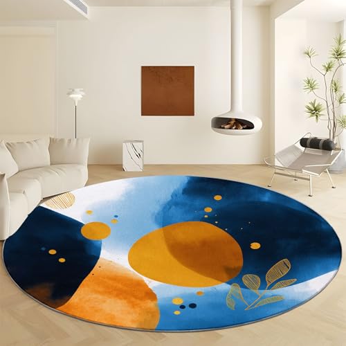 Abstrakter Stil Geometrische Formen Teppich Runder Ø 100 cm, Waschbar Anti Rutsch Kurzflorteppich - Marineblau Flauschig Weich Runder Teppich for Wohnzimmer Schlafzimmer Heim Büro Dekor Abstrakter Stil Geometrische Formen Teppich Runder Ø 100 cm, Waschbar Anti Rutsch Kurzflorteppich - Marineblau Flauschig Weich Runder Teppich for Wohnzimmer Schlafzimmer Heim Büro Dekor von Generisch