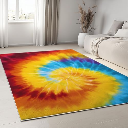 Abstraktes Design Waschbarer Teppich 120 x 170 cm, Batik Bunte Spiralstreifen Teppich for Living Room Weich rutschfest Groß Tepich Kurzflor Schlafzimmer Carpet Esszimmer Bedroom Läufer Büro Abstraktes Design Waschbarer Teppich 120 x 170 cm, Batik Bunte Spiralstreifen Teppich for Living Room Weich rutschfest Groß Tepich Kurzflor Schlafzimmer Carpet Esszimmer Bedroom Läufer Büro von Generisch