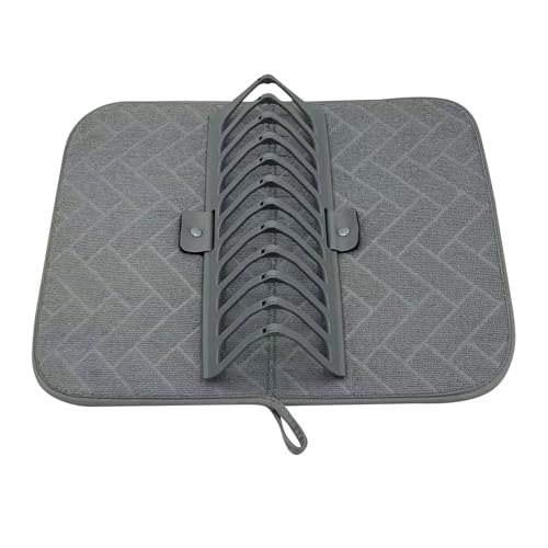 Abtropfgestell, Mikrofaser, Küchenmatte, Thekenschutz-Pad zum Abtropfen von Schüsseln, Tellern, Kochgeschirr, Utensilien, Gläsern, und , mit faltbarem Design für kompakte Lagerung und von Generisch