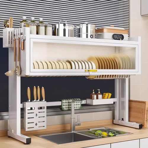 Abtropfgestell, über der Spüle, 2-stöckiges Abtropfgestell mit Hängekorb und Abdeckung, großes Küchentheken-Abtropfgestell mit Schneidebrett-Ständer Abtropfgestell, über der Spüle, 2-stöckiges Abtropfgestell mit Hängekorb und Abdeckung, großes Küchentheken-Abtropfgestell mit Schneidebrett-Ständer von Generisch