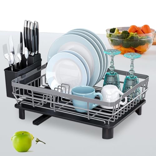 Abtropfgestell - Edelstahl Spülen-Organizer | Geschirrkorb Für Die Küche | 43x33x15cm Platzsparendes Design Mit Besteckhalter Und Wasserauffangschale Um Arbeitsplatten Trocken Zu Halten von Generisch