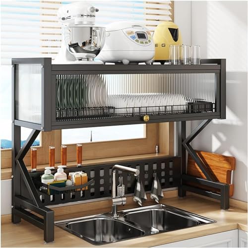 Abtropfgestell für die Spüle, 2 Ebenen, erweiterbar, Küchenorganizer, multifunktionales Aufbewahrungsregal mit Haken, platzsparendes Zubehör Abtropfgestell für die Spüle, 2 Ebenen, erweiterbar, Küchenorganizer, multifunktionales Aufbewahrungsregal mit Haken, platzsparendes Zubehör von Generisch
