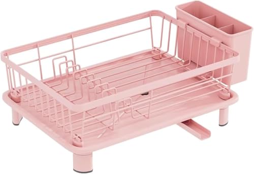 Abtropfgestell für die Spüle, platzsparende Küchenablage mit Utensilienhalter, kompaktes Geschirrgestell für effiziente Aufbewahrung auf der Arbeitsplatte, modernes rosa Design Abtropfgestell für die Spüle, platzsparende Küchenablage mit Utensilienhalter, kompaktes Geschirrgestell für effiziente Aufbewahrung auf der Arbeitsplatte, modernes rosa Design von Generisch