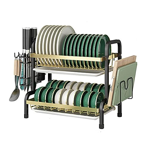 Abtropfgestell mit 2 Ebenen, Abtropfgestell mit Abtropfschale, Abtropfbrett mit Utensilienschneide- und Bretthalterung für Küchentheke Abtropfgestell mit 2 Ebenen, Abtropfgestell mit Abtropfschale, Abtropfbrett mit Utensilienschneide- und Bretthalterung für Küchentheke von Generisch