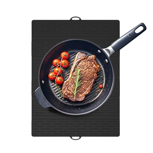 Abtropfmatte, Silikon, faltbar, Trockenmatten für Küchengeschirr, 52 x 40 cm, großes Abtropfpad, wasserabsorbierend, rutschfest, Küchenzubehör, Tassen, Flaschen, Töpfe, Pfannen, von Generisch