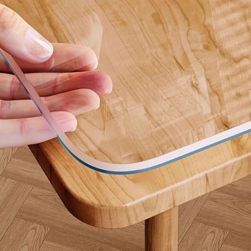 Abwaschbare, wasserdichte PVC-Tischdecke, kratz- und hitzebeständig, transparente Kunststoffabdeckung, 1 mm, 1,7 mm Dicke, kristallklare Tischfolie für Esszimmer und Küche von Generisch