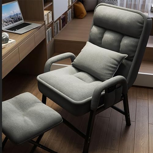 Accent Sessel mit Fußhocker, moderner Loungesessel mit verstellbarer Rückenlehne, Metallrahmen, bequemes Lesesofa mit Seitentaschen für Wohnzimmer oder Schlafzimmer Accent Sessel mit Fußhocker, moderner Loungesessel mit verstellbarer Rückenlehne, Metallrahmen, bequemes Lesesofa mit Seitentaschen für Wohnzimmer oder Schlafzimmer von Generisch