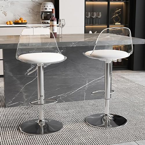Acryl-Barhocker, 2er-Set, armlos, hydraulisch, Küchenthekenhocker mit PU-Ledersitz und transparenter Rückseite, für Küche, Restaurant oder Bar, Farbe: transparent + transparent Acryl-Barhocker, 2er-Set, armlos, hydraulisch, Küchenthekenhocker mit PU-Ledersitz und transparenter Rückseite, für Küche, Restaurant oder Bar, Farbe: transparent + transparent von Generisch