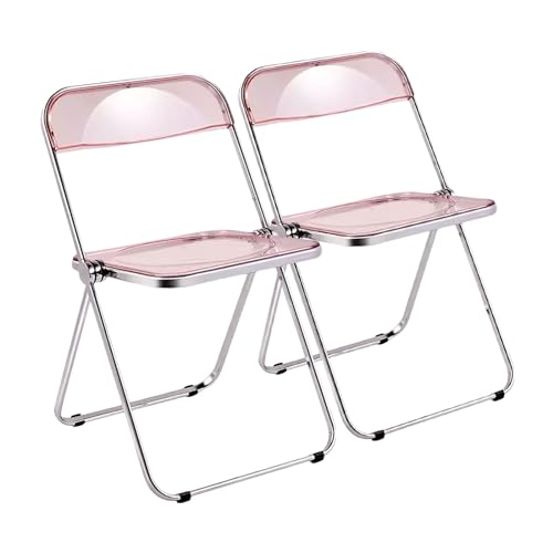 Acryl Klappstuhl 2er Set Transparente Stapelstühle mit Chromgestell und Ergonomischer Rückenlehne für Innen und Außen (Rot) von Generisch