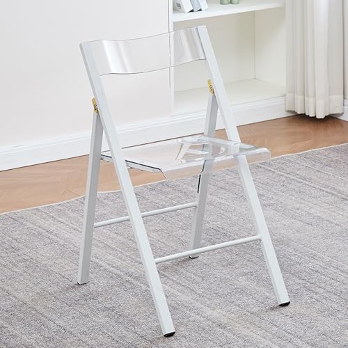Acryl-Klappstuhl – Transparenter tragbarer Hocker für Wohnzimmer, Esszimmer, Party, Studio – stilvolles weißes Vierkantrohr-Design, platzsparend und leicht von Generisch