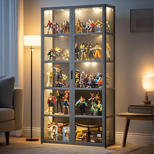 Acryl-Vitrine – Doppeltür Curio und Sammlerstück-Vitrine, staubdicht, transparenter Bodenkoffer für Wohnzimmer und Schlafzimmer von Generisch