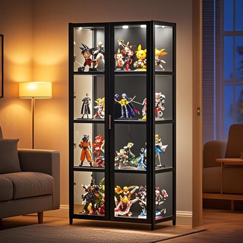 Acryl-Vitrine für Sammlerstücke – Doppeltür-Curio-Schrank, staubdichte Vitrine für Wohnzimmer und Schlafzimmer von Generisch