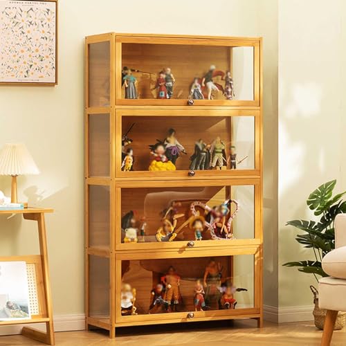 Acrylvitrine für Sammlerstücke - Curio Schrank mit Bambusrahmen, Klapptür, hohe Tragfähigkeit, ideal zum Präsentieren von Figuren, Spielzeug und Erinnerungsstücken Acrylvitrine für Sammlerstücke - Curio Schrank mit Bambusrahmen, Klapptür, hohe Tragfähigkeit, ideal zum Präsentieren von Figuren, Spielzeug und Erinnerungsstücken von Generisch