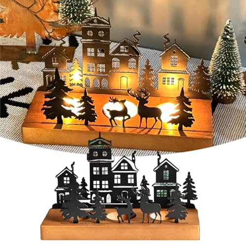 Advent Kerzenhalter, Weihnachtsdeko Tisch Kerzentablett, Adventskranz Modern, Adventskranz Teelichthalter, Kerzentablett Metall Mit Holz Haltern, Tisch Deko Kerzenständer Für Adventsgesteck (A) von Generisch