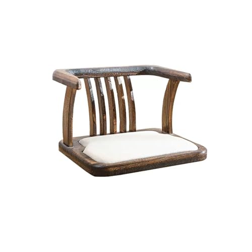 Aimeryup Lesestuhl aus Holz, Lazy Tatami, beinloser Stuhl, Rückenlehne, Stoffkissen, Wohnzimmer, 50 x 40 x 36 cm (Größe: 50 x 40 x 32 cm, Farbe: A) von Generisch
