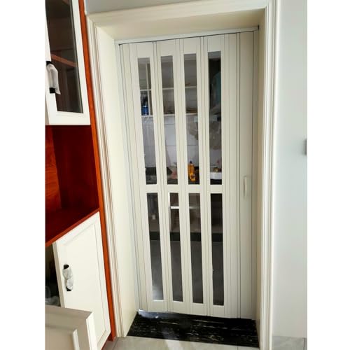 Akkordeon-Schiebetür mit Acrylglas, Aluminium-Falttür für Innentür, Küche, inklusive Montagezubehör von Generisch