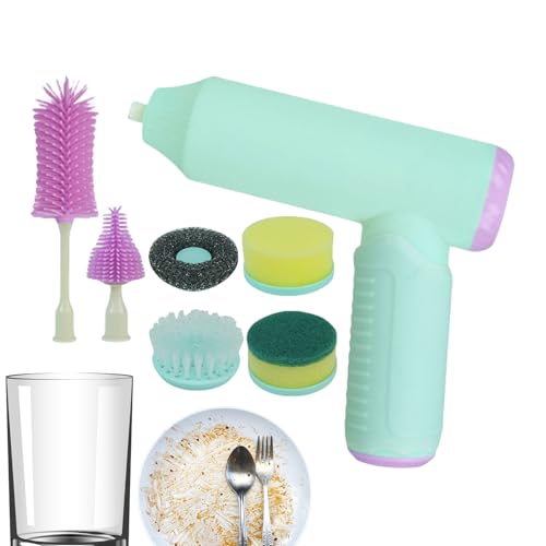 Akkubetriebene Reinigungsbürste - Wiederaufladbarer Bodenwischer | Handgehaltene Automatische Tassen Spülbürste für Haushalt Küche Töpfe Bad Dusche Waschbecken Gewerbliches Fenster von Generisch