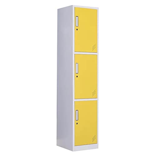 Aktenschrank aus Metall, abschließbar, 3 Türen, für Büro, Zuhause oder Fitnessstudio, vielseitiger mehrschichtiger Organizer für Dokumente und Badezimmerutensilien, Gelb Aktenschrank aus Metall, abschließbar, 3 Türen, für Büro, Zuhause oder Fitnessstudio, vielseitiger mehrschichtiger Organizer für Dokumente und Badezimmerutensilien, Gelb von Generisch