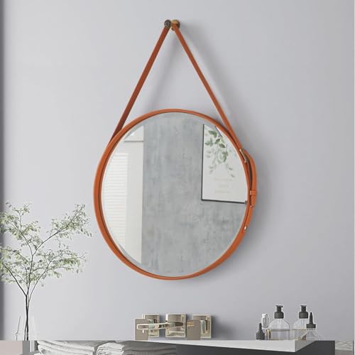 Akzentspiegel, HD-Glas mit verstellbarem Lederband, Metallrahmen-Dekor für Zuhause und Schminktisch Akzentspiegel, HD-Glas mit verstellbarem Lederband, Metallrahmen-Dekor für Zuhause und Schminktisch von Generisch