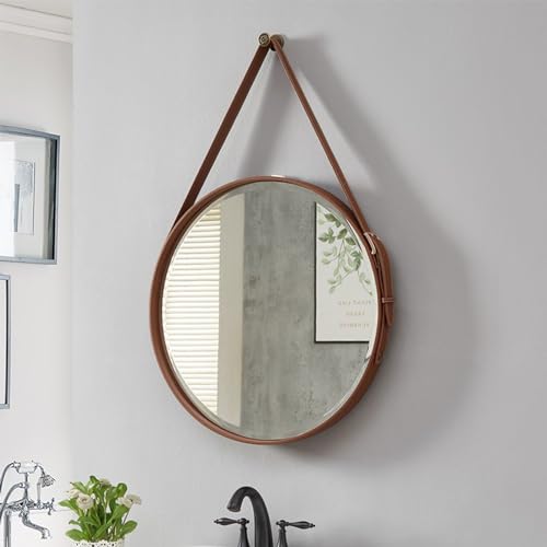 Akzentspiegel, HD-Glas mit verstellbarem Lederband, Metallrahmen-Dekor für Zuhause und Schminktisch Akzentspiegel, HD-Glas mit verstellbarem Lederband, Metallrahmen-Dekor für Zuhause und Schminktisch von Generisch