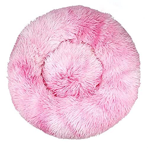 Aldenhoven Goods Hundebett Plüsch 40-120 cm Rund Katzenbett Hundekissen Katzenkissen Donut Hundekörbchen Blitzversand (Farbverlauf Pink, 100 cm) von Generisch