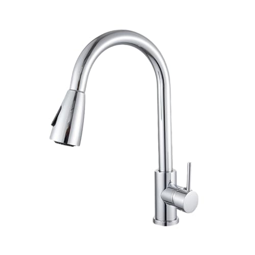 AllCopper ausziehbare Küchenspüle, verchromt, Mischbatterie, heiß und kalt, spritzwassergeschützt, mit Teleskop-Design, langlebiger Haushalts-Wasserhahn für moderne Küchen von Generisch