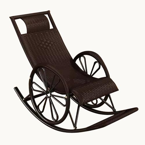 AllWeather Schaukelstuhl aus Korbgeflecht mit Stahlrahmen für Terrasse, Veranda, Hinterhof, Zero Gravity Design, PE-Rattan-Material, schwarz, ideal für Entspannung am Pool von Generisch