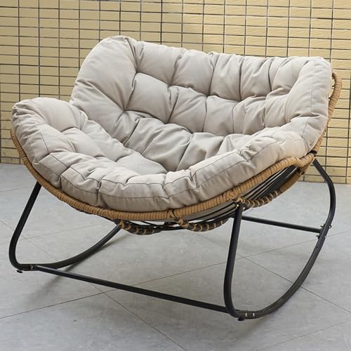 Allwetter-Rattan-Schaukelsessel - Übergroß mit Plüschkissen für Entspannung drinnen und draußen Allwetter-Rattan-Schaukelsessel - Übergroß mit Plüschkissen für Entspannung drinnen und draußen von Generisch