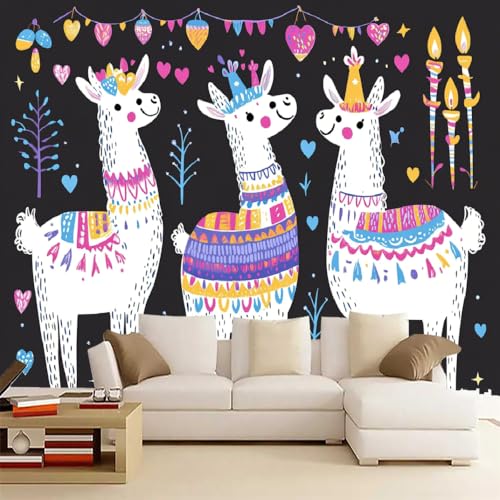 Alpaka Art Fototapete Premium Leinwandstoff Tier Hochauflösender Digitaldruck 430 x 300 cm Vlies Tapeten Moderne Wandtapete Wohnzimmer Schlafzimmer von Generisch