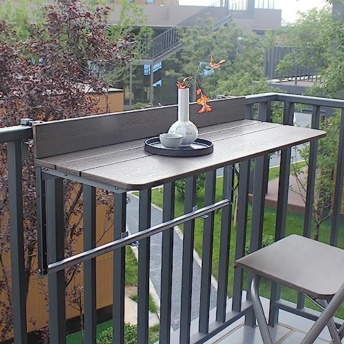 Aluminium Balkongeländer Hängetisch für Outdoor Terrasse Garten Verstellbare und klappbare Deckschiene Balkon Bar Regal mit Baluster Unterstützung von Generisch