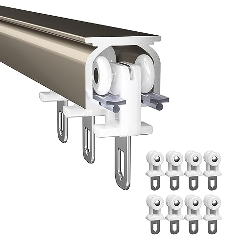 Aluminium-Deckenvorhangschienen-Set – Metall-Duschvorhangstange, gerader Deckenläufer für Heimdekoration (Farbe: Champagner), einfache Installation, vielseitig einsetzbar von Generisch