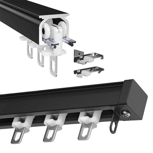 Aluminium-Gardinenstangen-System mit Rollen für Decken- oder Wandmontage, ideal für Schlafzimmer, Dusche oder Pergola-Vorhänge im Freien Aluminium-Gardinenstangen-System mit Rollen für Decken- oder Wandmontage, ideal für Schlafzimmer, Dusche oder Pergola-Vorhänge im Freien von Generisch