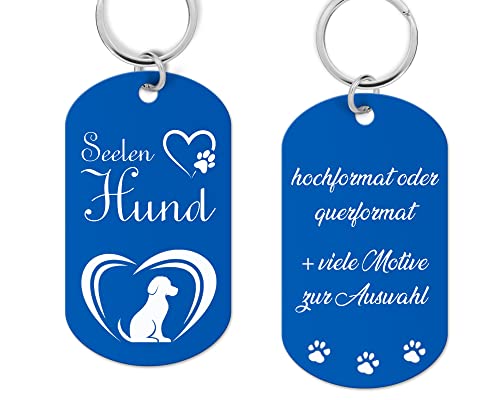 Aluminium Hundemarke Schild mit Gravur - Hundemarke personalisiert mit hochwertiger Lasergravur, Adressanhänger Hund personalisiert für Hunde oder Katzen (hellblau), 49x29x1 mm, PIU-HM-SCH-01 von Generisch