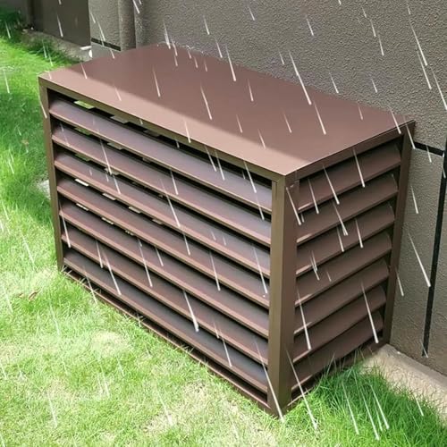 Aluminium-Klimaanlagenabdeckung – wetterfester Mini-Split-Sichtschutzzaun für Wärmepumpe, Außen- und Innenbereich, langlebiger brauner Schutz, 100 x 50 x 70 cm, perfekt für Haus und Garten von Generisch