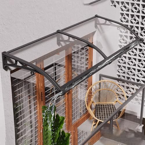Aluminium Polycarbonat Türvordach 100x150cm Transparent Markise für Haustür Outdoor Regen- und Schneeschutz Sonnenschutz Überkopfabdeckung für Eingang von Generisch