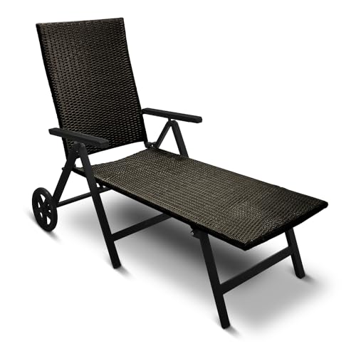 Aluminium Polyrattan Rollliege verstellbare Relaxliege 120 kg belastbar Sonnenliege Klappbare Gartenliege Campingliege Grau Neu von Generisch