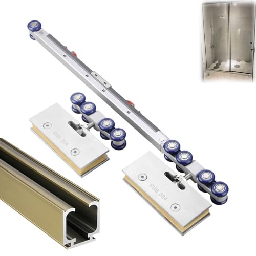 Aluminium-Schiebetürschiene mit Absenkautomatik, anpassbare Längen, Bypass-Scheunentor-Hardware-Kit für Kleiderschrank Aluminium-Schiebetürschiene mit Absenkautomatik, anpassbare Längen, Bypass-Scheunentor-Hardware-Kit für Kleiderschrank von Generisch